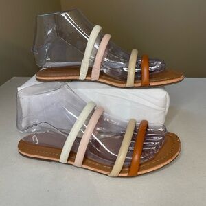 J.Crew Seaside Tan Cream Slide Sandals Size 6